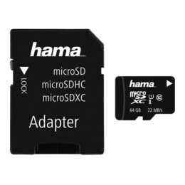 ΗΑΜΑ Memory Card+ Adapter microSDHC 64GB Class 10 UHS-I 22MB/s  | Hama