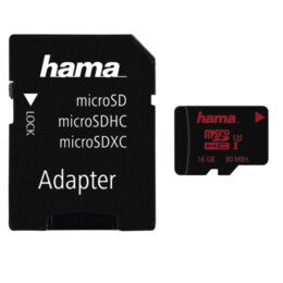 HΑΜΑ 12977 microSDHC 16GB UHS Speed Class 3 UHS-I 80MB/s + Adapter | Hama